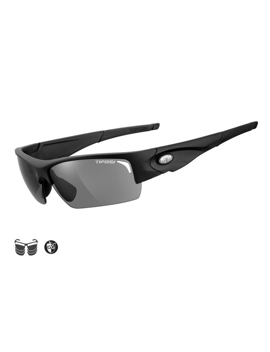 Lunettes TIFOSI Lore noir mat, 3 écrans (Smoke / AC Red / Clear)
