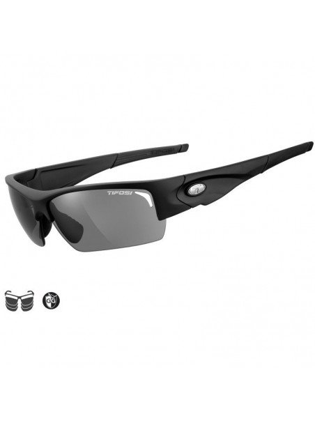 Lunettes TIFOSI Lore noir mat, 3 écrans (Smoke / AC Red / Clear)